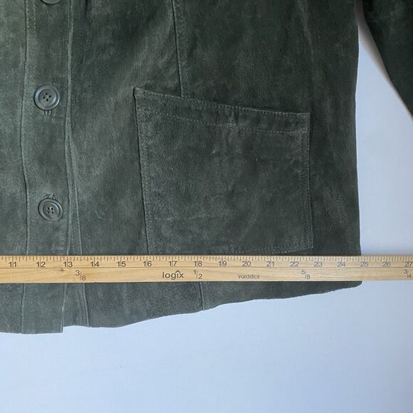 Denim&Co Suede Jacket Women XL Moss Green Button Up Cowgirl Grunge - Picture 9 of 12